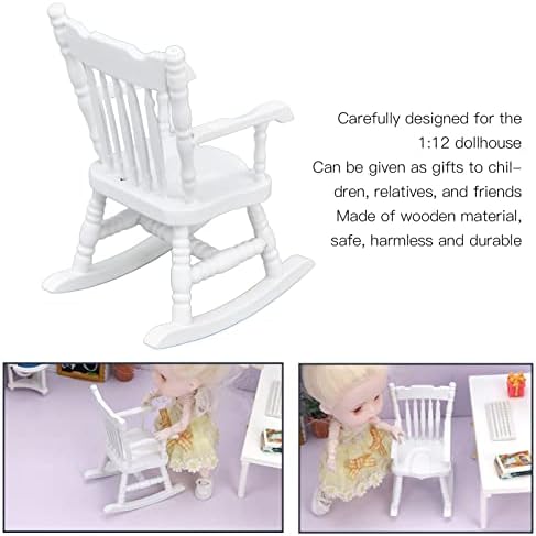 Dollhouse Rocking Chair Mini Wood Chair for Home Decor