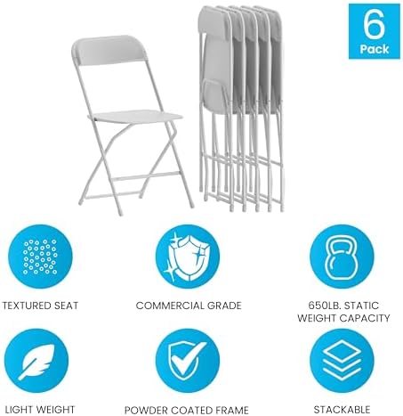 Flash Furniture Hercules Series Folding Chairs Set of 6 White