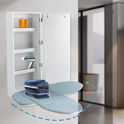 Wall Mounted Ironing Board Cabinet with Mirror and Rotation