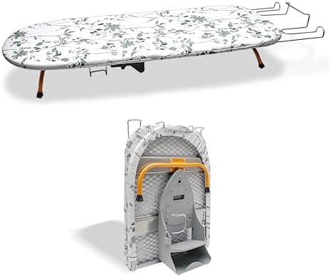 Compact Folding Ironing Board with Iron Holder and Rest
