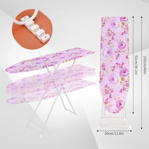 Folding Ironing Board with Adjustable Height and Iron Rest