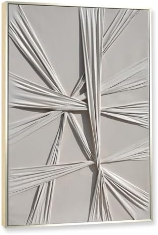 Beige 3D Fabric Abstract Wall Art 315x47 Inches