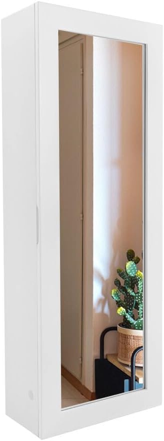Wall Mounted Ironing Board with Mirror and Storage Cabinet White