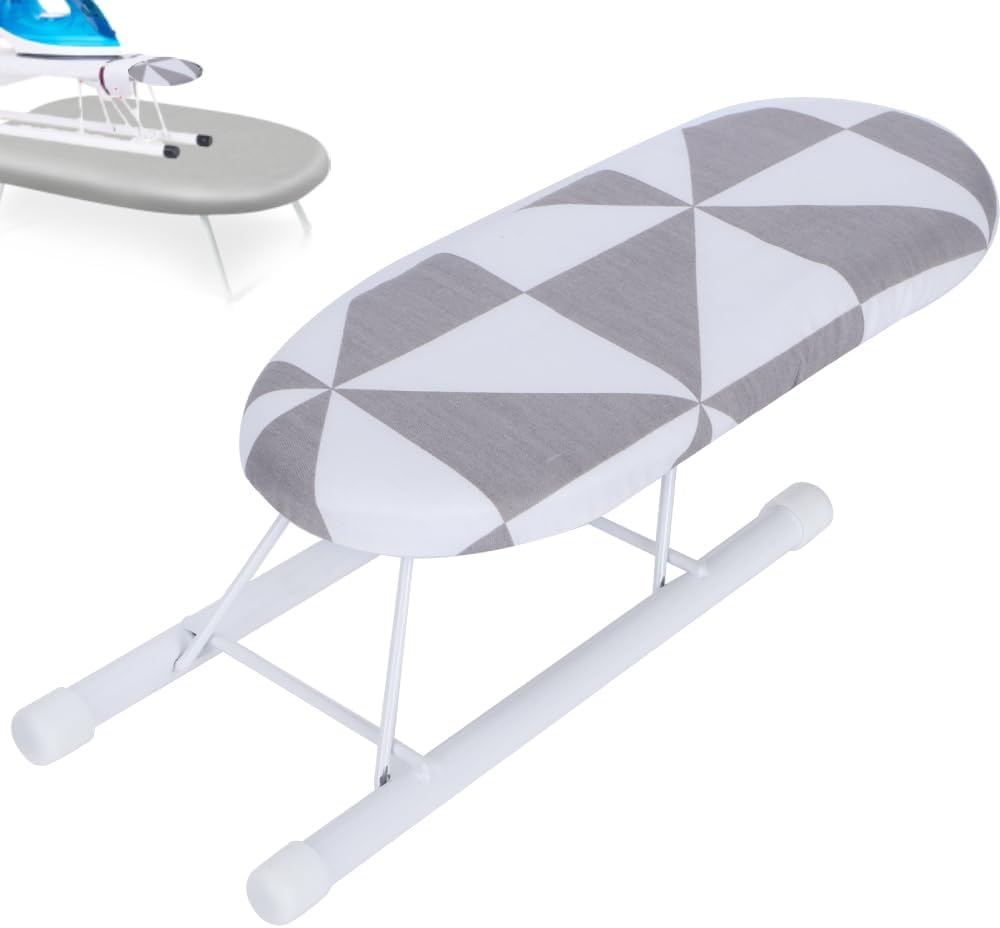 Small Ironing Board with Foldable Design and Checkered Cover