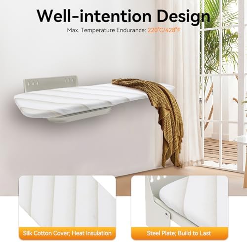 Wall Mounted Ironing Board with Heat Resistant Cover