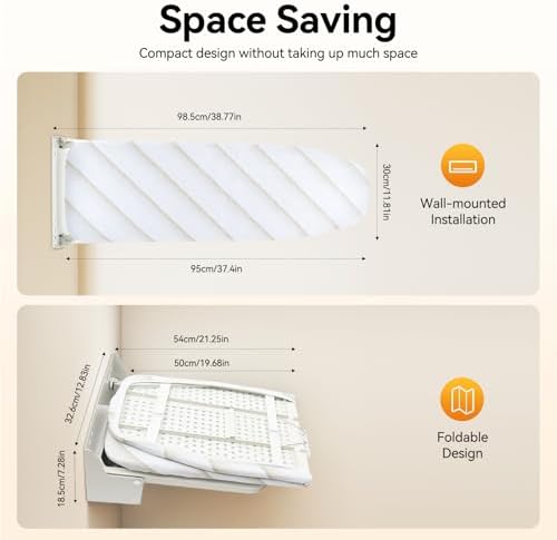 Wall Mounted Ironing Board with Heat Resistant Cover