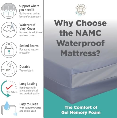 NAMC Gel Memory Foam Mattress with Waterproof Cover - Twin XL