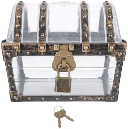 Pirate Treasure Chest Toy Box with Lock and Key for Kids