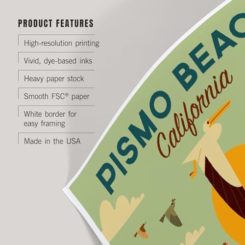 Lantern Press 8x12 Art Print Pismo Beach Blue Sky