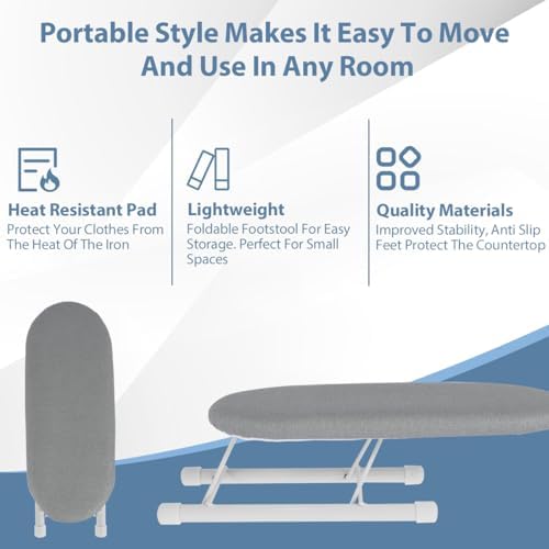 Abizarch Compact Tabletop Ironing Board with Non-Slip Feet