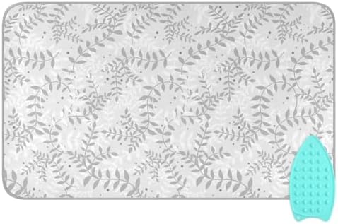 CuwrYet Portable Ironing Mat with Silicone Pad 472x276 Inch Grey Leaves