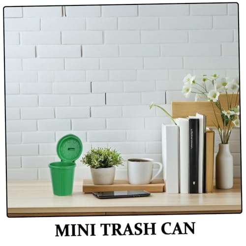 VICASKY 10Pcs Mini Trash Can with Lid Green