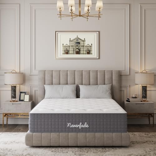 Neverfade 12 Inch Queen Mattress Medium Firm Gel Memory Foam Hybrid