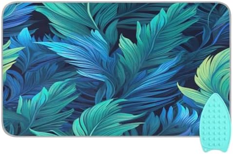 Blue Green Tropical Leaf Ironing Pad Portable Ironing Blanket Quilt Ironing Mat