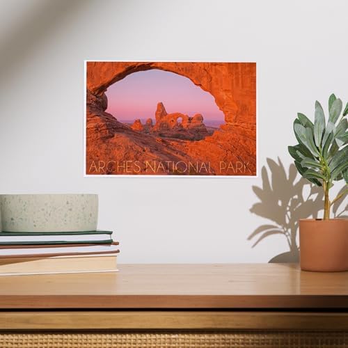 Lantern Press 8x12 Art Print Arches National Park Utah Pink Sky