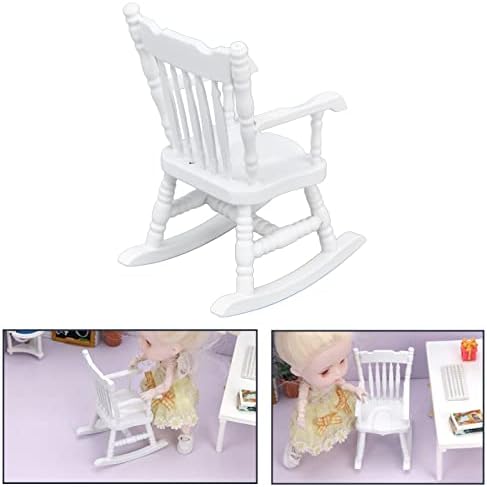 Dollhouse Rocking Chair Mini Wood Chair for Home Decor