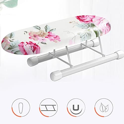 plplaaoo Mini Ironing Board Foldable White Cotton Steel Tabletop Small