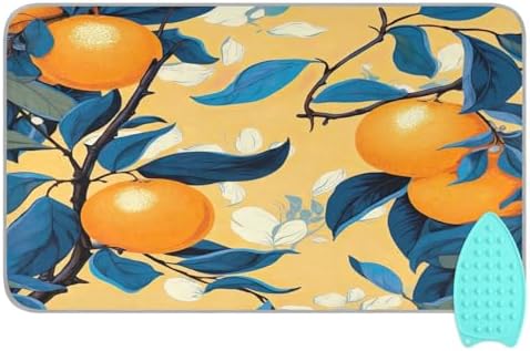 GAIGEO Oranges and Blue Leaves Travel Ironing Board Pad