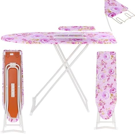 GIFZES Foldable Ironing Board with Adjustable Height and Non-Slip Surface - Purple