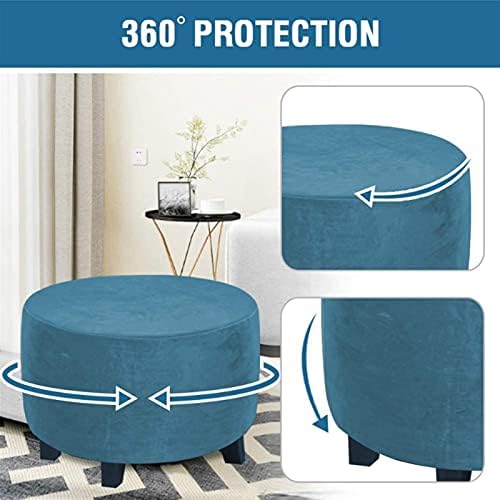 Velvet Stretch Dark Grey Small Ottoman Cover