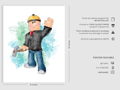 Nistio Roblox Posters Set of 6 Unframed 8x10 Inch Wall Art