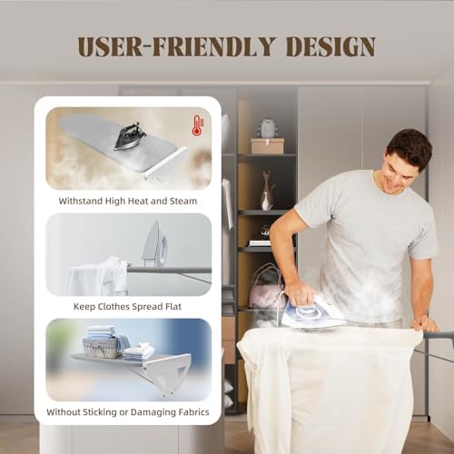 Foldable Wall-Mounted Ironing Board with 180 Rotate