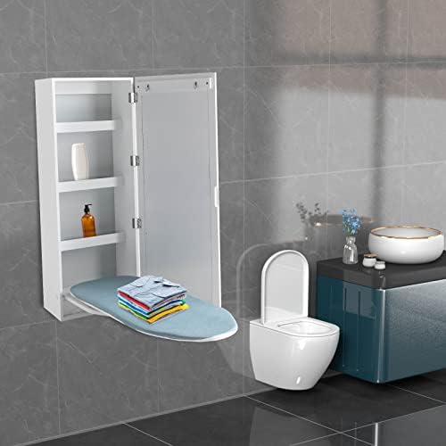 Wall Mounted Ironing Board Cabinet with Mirror and Rotation