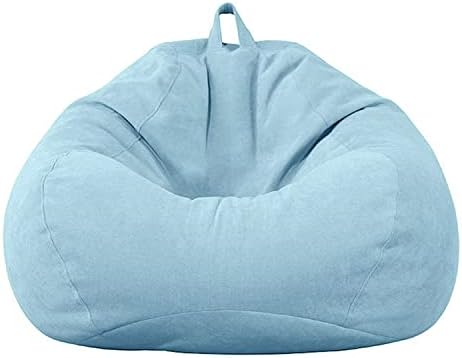 Bean Bag Cover Cotton Linen Zipper 110x130cm Blue