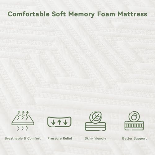 PicWooki 6 Inch Memory Foam Twin Mattress with Removable Cover