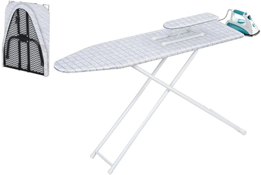 Foldable Ironing Board with Heat-Resistant Cover 42 Inch Blue Plaid