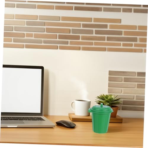 10Pcs Mini Trash Can with Lid Green Waste Basket for Desk Organizer