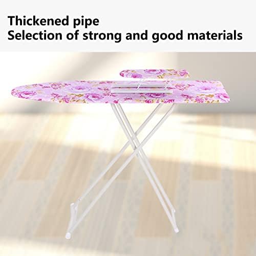 Adjustable Height Ironing Board with Iron Rest and Flower Design