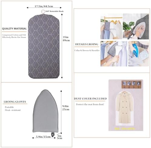 Foldable Steam Ironing Board - Space Saving Mat Pad