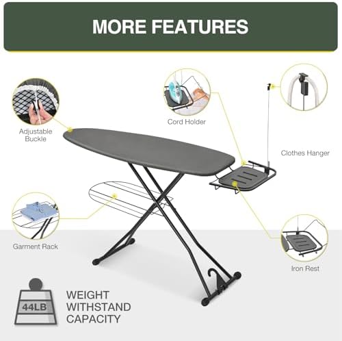APEXCHASER Full Size Ironing Board 18 x 51in Black