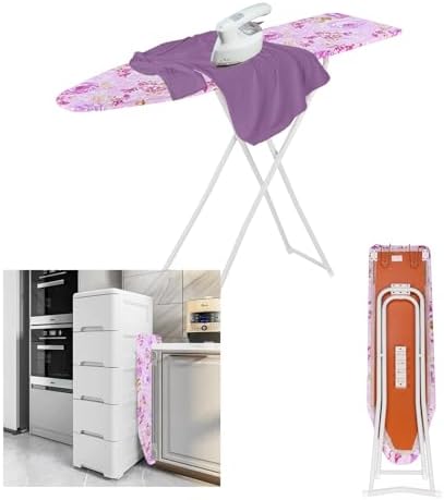 Folding Ironing Board with Adjustable Height and Iron Rest