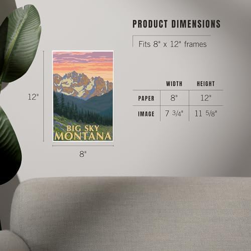 Lantern Press 8x12 Art Print Big Sky Montana Spring Flowers