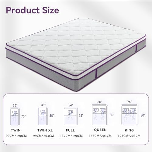 OOTDAY 12 Inch Hybrid Mattress with Cooling Memory Foam and Pocket Spring