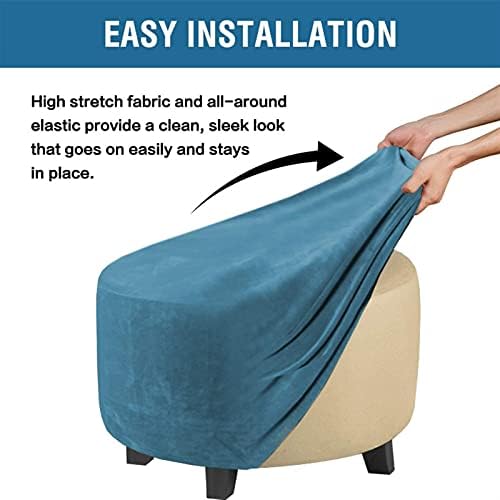 Velvet Stretch Dark Grey Small Ottoman Cover