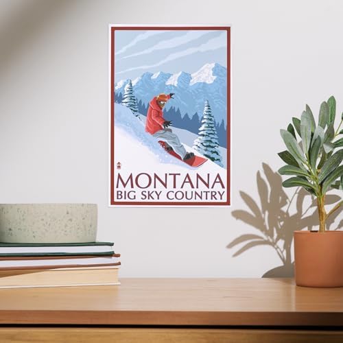 Lantern Press 8x12 Art Print Montana Big Sky Country Snowboarder