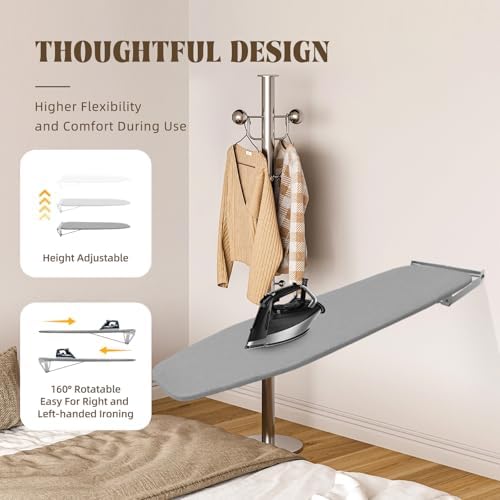 Foldable Wall-Mounted Ironing Board with 180 Rotate