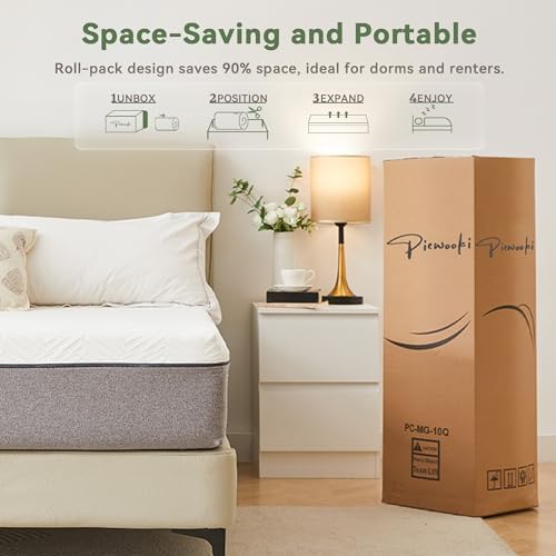 PicWooki 6 Inch Memory Foam Twin Mattress with Removable Cover