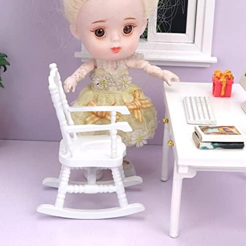 Dollhouse Rocking Chair Mini Wood Chair for Home Decor