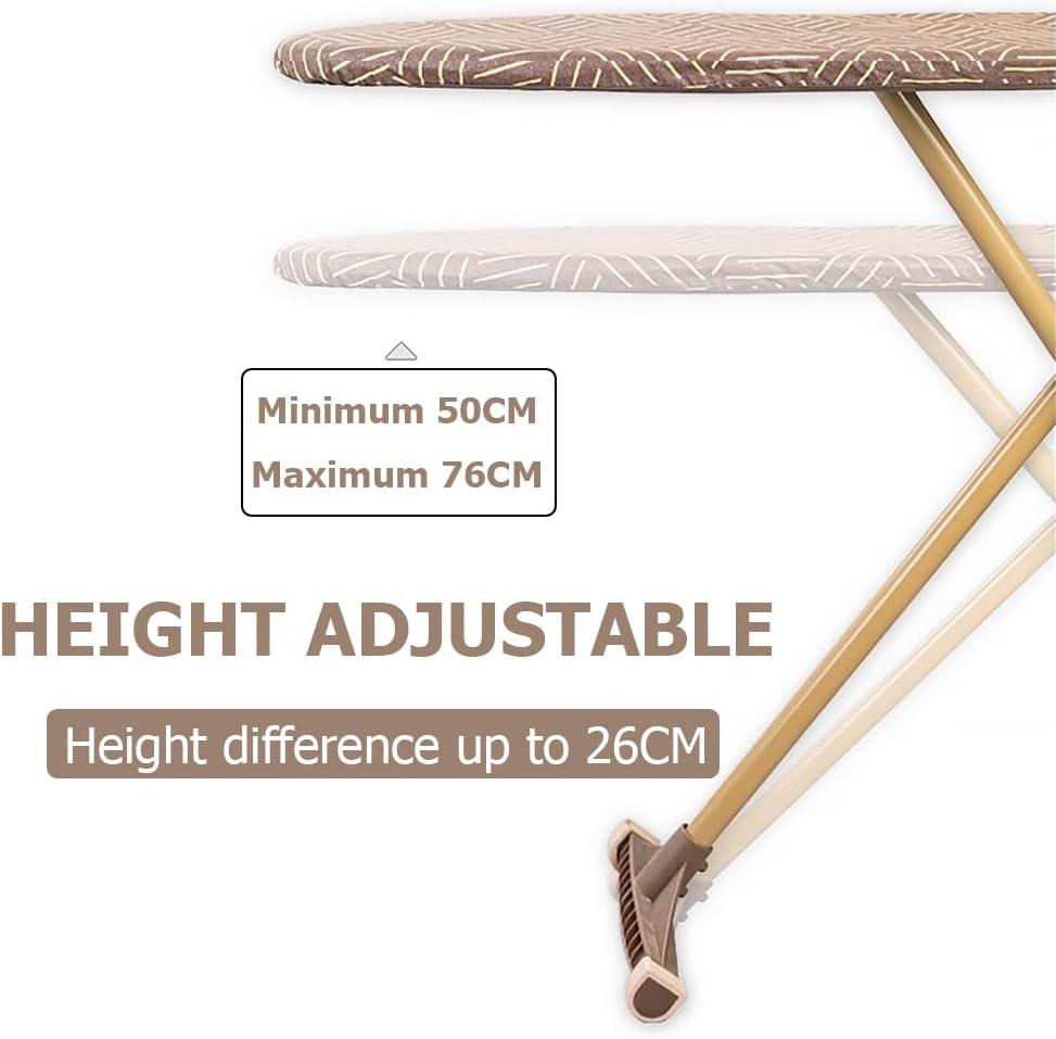 Adjustable Height Ironing Board with Cover and Steam Iron Rest
