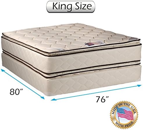 DS USA Coil Comfort Pillow Top King Mattress Set with Bed Frame