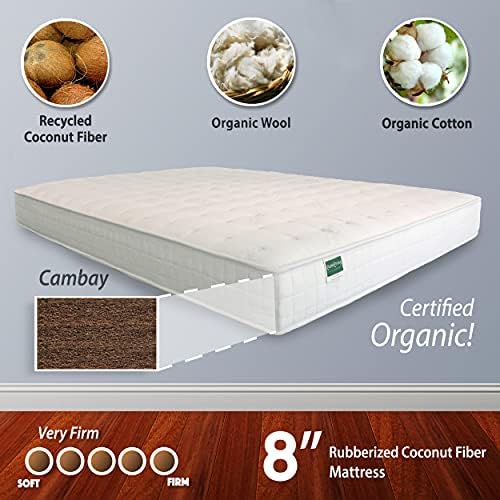 Cambay Twin Mattress Extra Firm 8 Inch Organic Coconut Coir