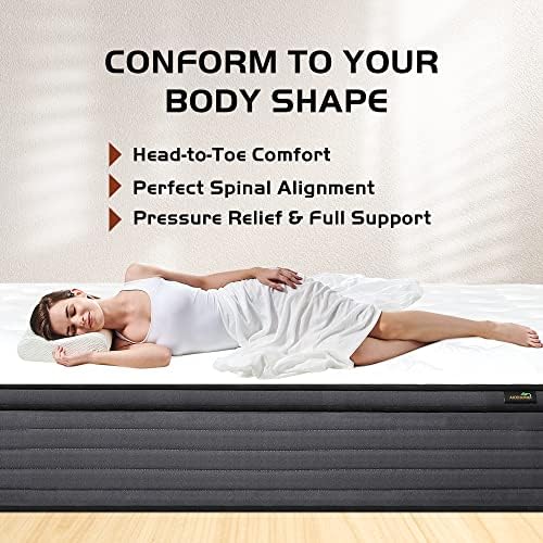 Aicehome Queen Mattress 14 Inch Pocket Spring Gel Memory Foam Medium Firm