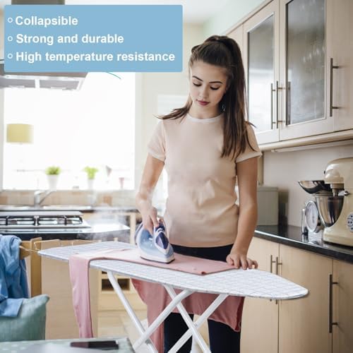 42 Inch Adjustable Height Foldable Ironing Board with Heat-Resistant Cover
