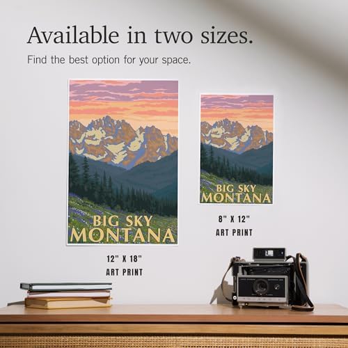 Lantern Press 8x12 Art Print Big Sky Montana Spring Flowers