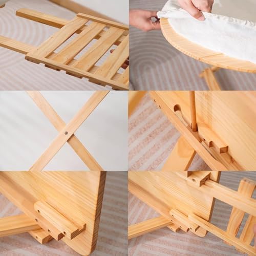 Solid Wood Foldable Ironing Board with Height Adjustment