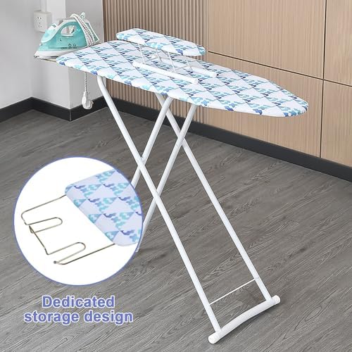 JENPECH Full Size Ironing Board with Iron Rest and Neon Design